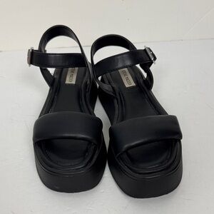 Steve Madden Dubai Platform Sandals Black Chunky Strap Ankle Buckle Size 8.5